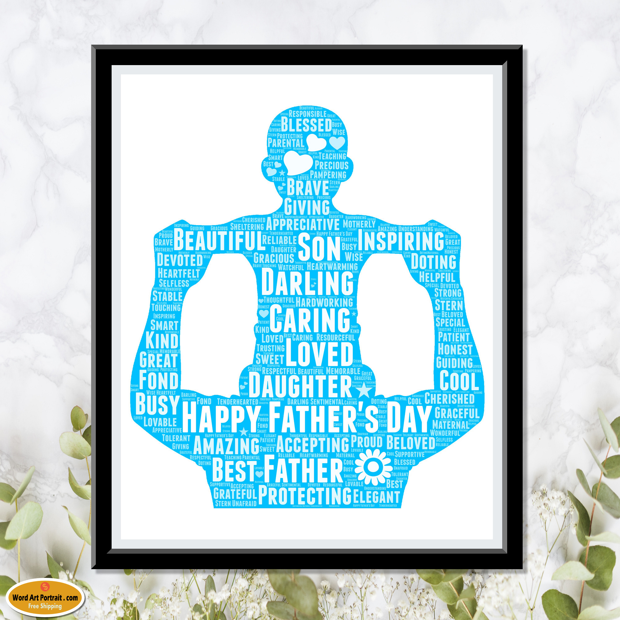 NEW GUITAR WORD ART PERSONALISED GIFT FOR HIM ON FATHER'S DAY DAD DADDY COOL 