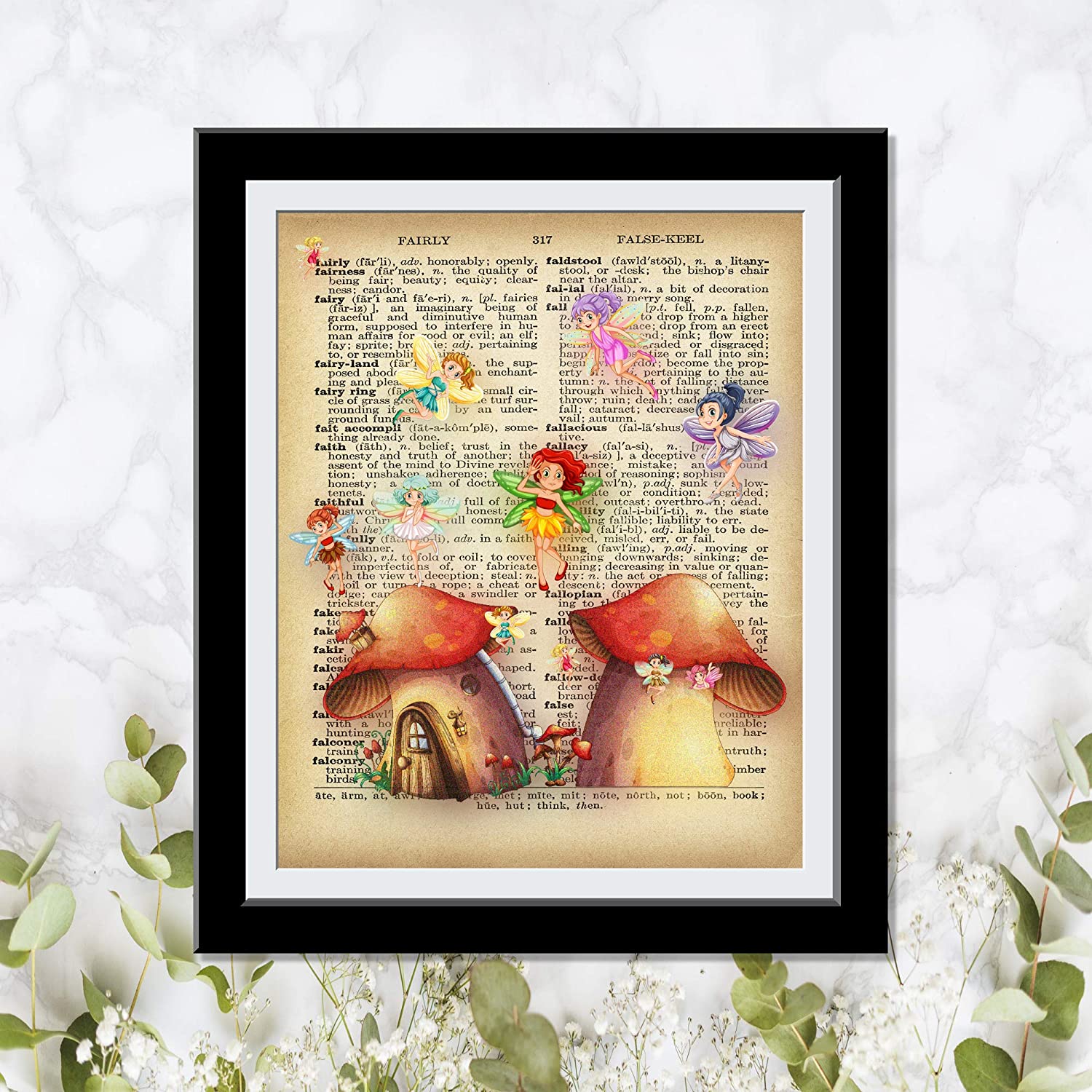 Fairy Land, Fairies And Mushroom Forest Whimsical Vintage Print ...