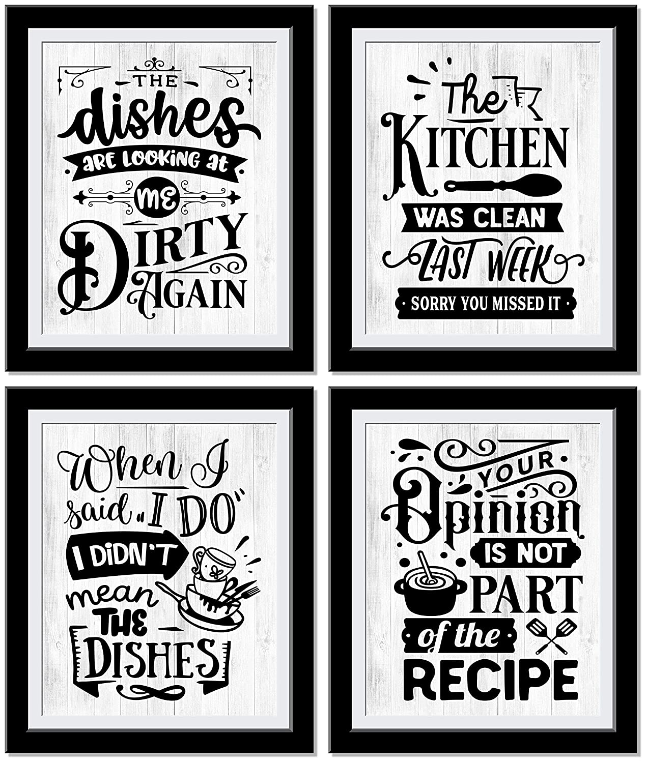 The Dishes Are Looking At Me Dirty Again Funny Kitchen Wall Decor , Set Of  4 Super Fun Kitchen Signs Wall Decor, Funky Kitchen Art Home Decor, Kitchen  Decor | 8 X