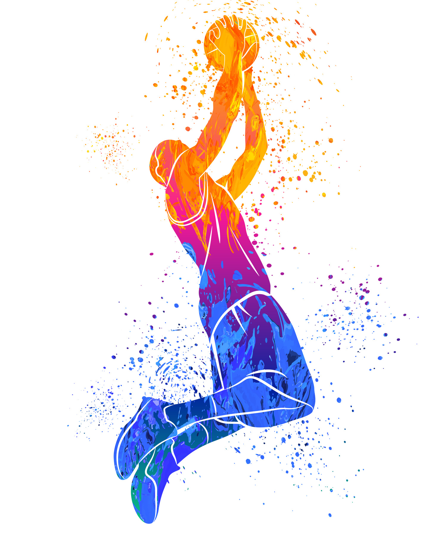 Basketball Ball Watercolor Print Jumpman Basketball Sport Wall Art Nba ...