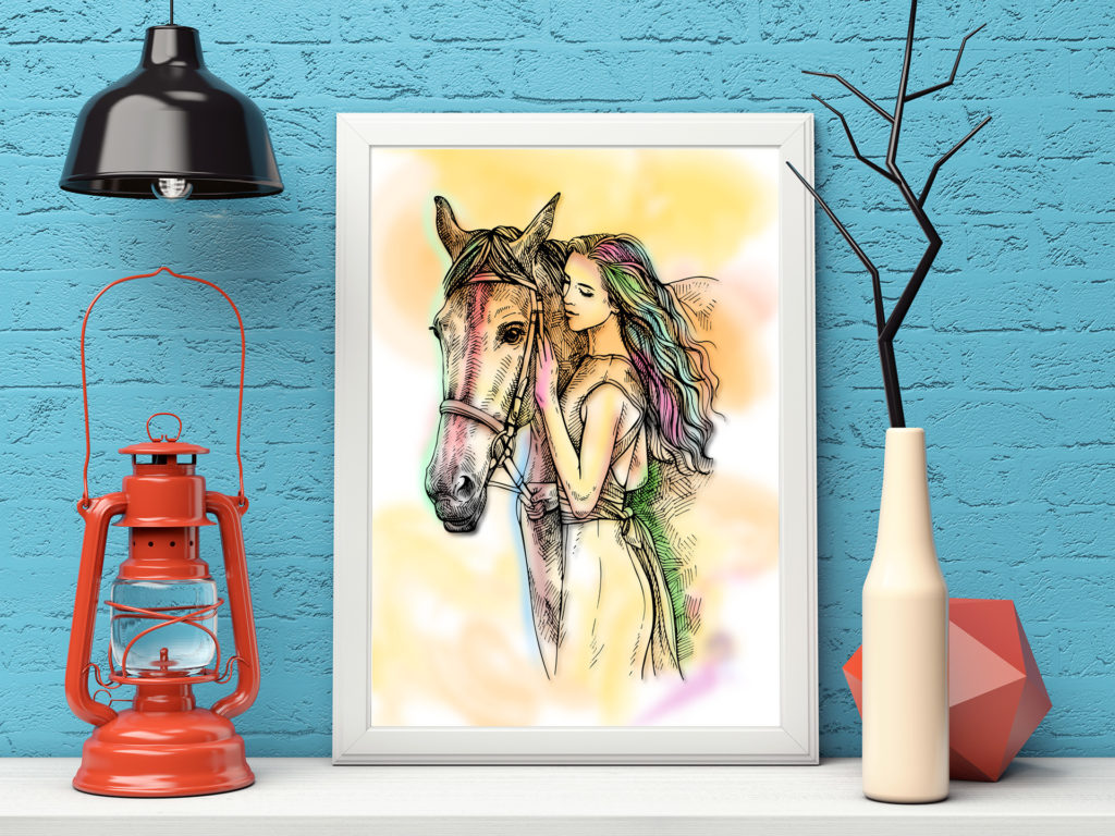 Girl With Horse Watercolor Print Equestrian Wall Art Horse Rider Gift ...